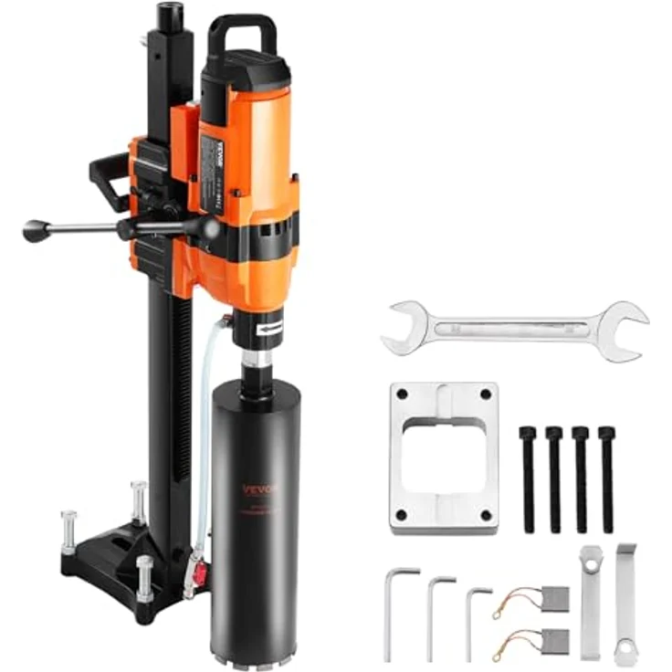 VEVOR Kernbohrmaschine Diamantkernbohrgerät, 3500 W, Bohrdurchmesser 2-30 cm, Nass- und Trockenanwendung, mit Ständer und Zubehör – Bild 1