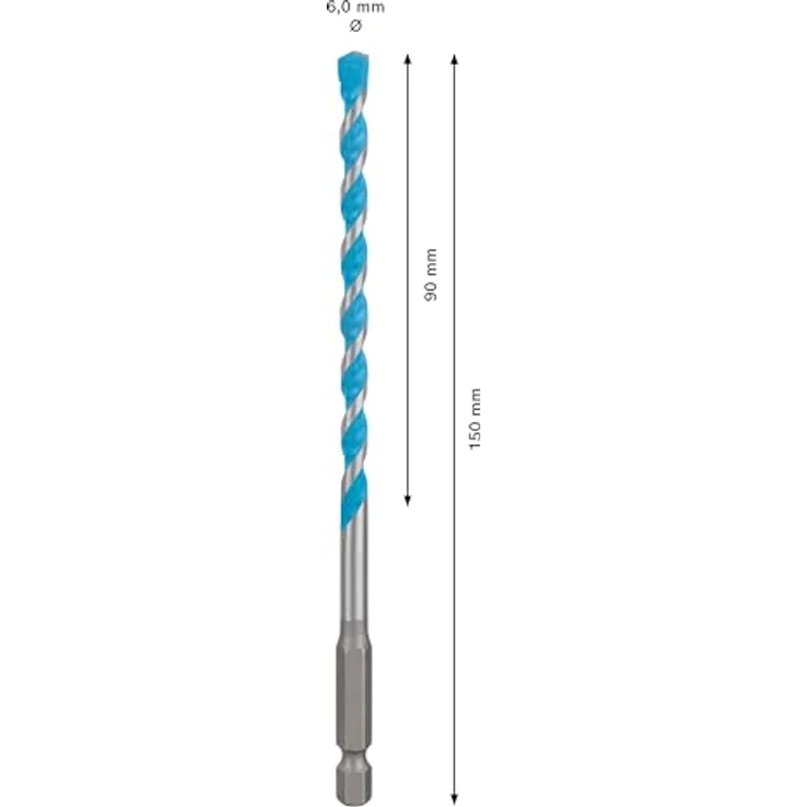 Bosch Expert MultiConstruction HEX-9, Mehrzweckbohrer 6 mm, Gesamtlänge 150 mm, Sechskant, präzise Bohrungen in beton, ziegel, holz und metall – Bild 3
