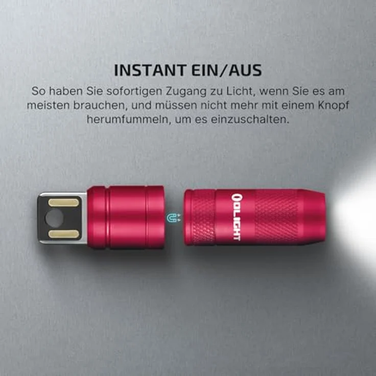 OLIGHT iMini 2 Mini LED Taschenlampe, USB-aufladbar, 50LM, IPX6, magnetische Basis, warmes Rot, 19,5g – Bild 3