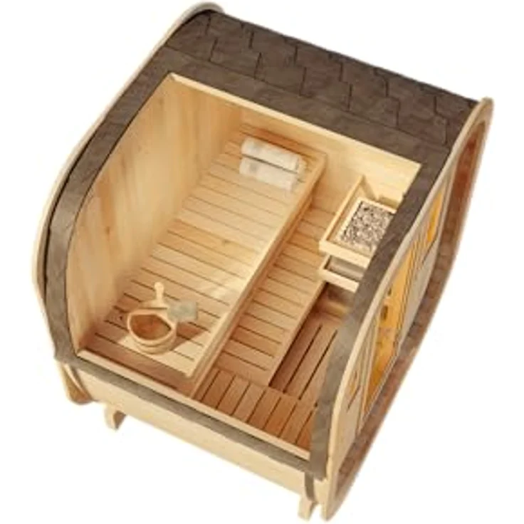 FinnTherm Fasssauna ScandiCube Mini XS, 42 mm, 42 mm Wandstärke, nordische Fichte, 6 kW empfohlene Saunaofenleistung – Bild 4