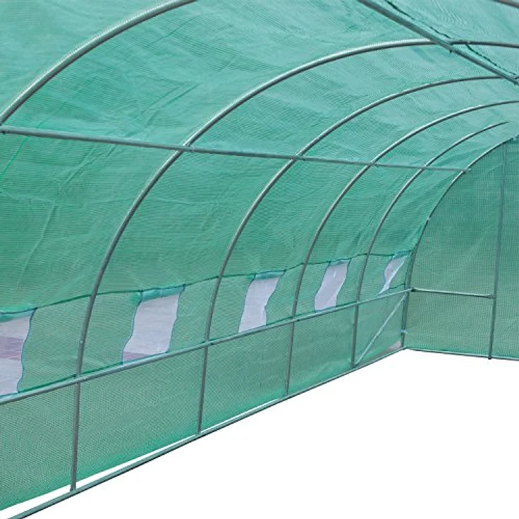 Outsunny Foliengewächshaus Tomatengewächshaus Treibhaus Folientunnel Frühbeet mit Fenster Grün 800 x 300 x 200 cm – Bild 4