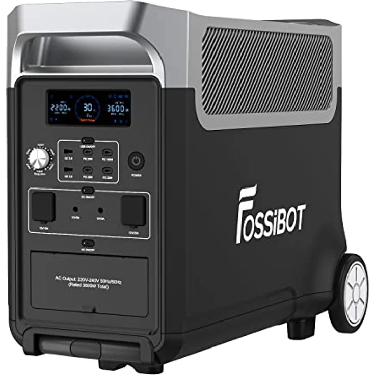 FOSSiBOT F3600 Solargenerator, 3840Wh LiFePO4 Tragbare Powerstation mit USV, 3x230V AC Ausgang 3600W (7200W Peak), Stormerzeuger 2200W Schnelles Stromspeicher Aufladen für Reise, Outdoor-Camping – Bild 1