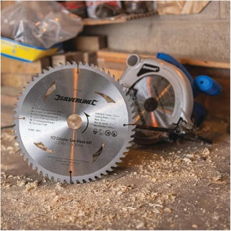 Silverline 991704 Hartmetall-Kreissägeblätter mit 40 und 60 Zähnen, 2er-Pckg 250 x 30, Reduzierstücke: 25, 20 u. 16 mm – Bild 4