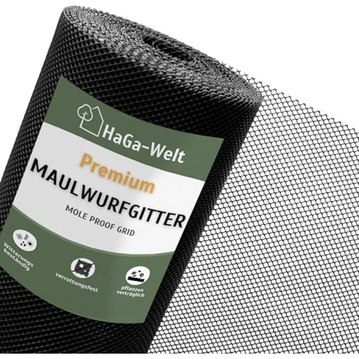 HaGa Maulwurfgitter 1,2m x 10m, tierfreundlicher Kunststoff Maulwurf Vertreiber mit UV-Schutz und hoher Stabilität