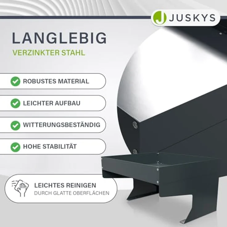 Juskys Mähroboter-Garage, BxTxH: 60x70x37 cm, mit Pflanzkasten, Schutz vor Witterung, verzinkter Stahl, Anthrazit – Bild 4