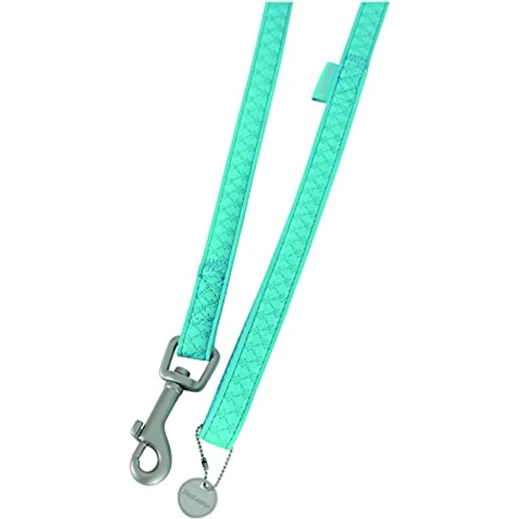 Zolux Mac Leder Hundeleine 20 mm, elegante Leine in Türkis mit Silbermedaille