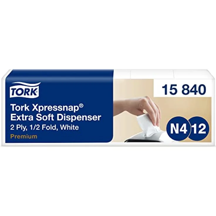 Tork 15840 Xpressnap Extra Soft Spenderserviette, 2-lagig unbedruckt, weiße Papierserviette für N4 Spender, 10.7cm x 16.5cm, 8x500 Stück