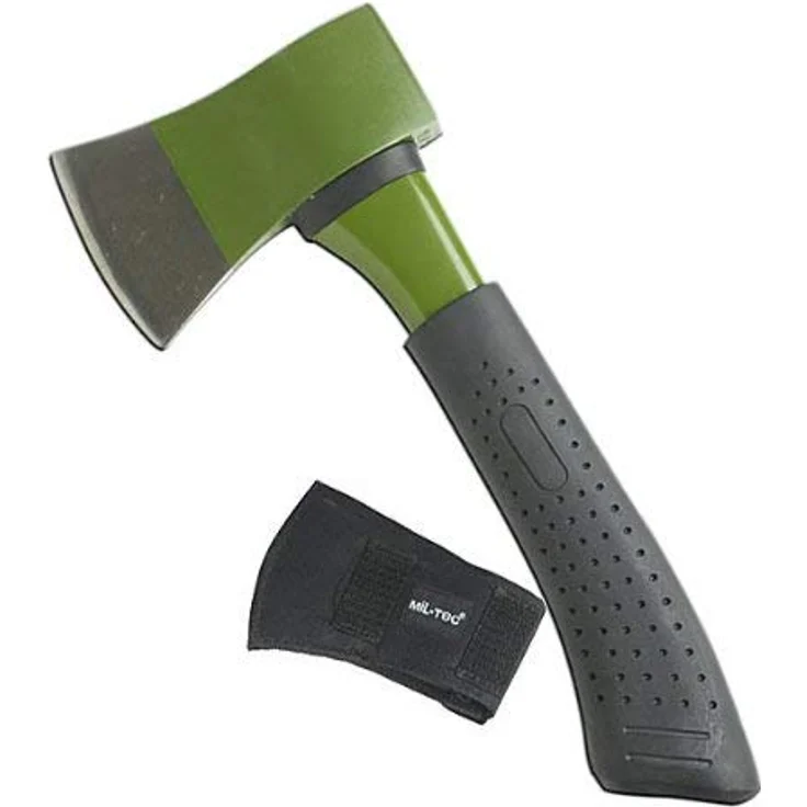 Mil-Tec Vollstahlaxt, handliche Axt mit gummiertem Griff und Kopftasche, ideal für Camping und Outdooraktivitäten – Bild 2