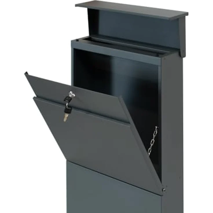 WESTMANN Paketbox Pippa, abschließbar (2 Schlüsse) aus pulverbeschichtetem Stahl, anthrazit RAL7016, 40x14x111 cm, inkl. Montagezubehör – Bild 5