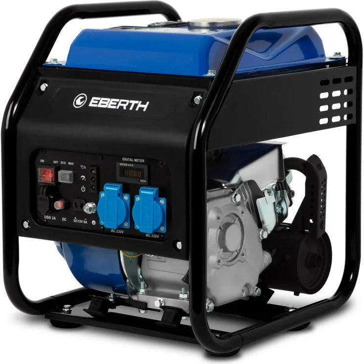 EBERTH GG1-IS3200, 3200W Inverter Stromerzeuger mit 7 PS Benzinmotor, 4-Takt, 2x 230V, 2x USB, leise und mobil, ideal für Camping und Notstromversorgung