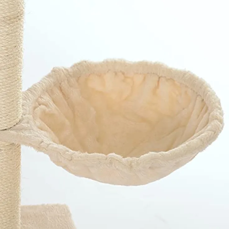 Lycce Ersatz Liegemulde für Kratzbaum Plüsch beige Ø 30cm - Gemütliche Liegemulde mit stabilen Metallrahmen