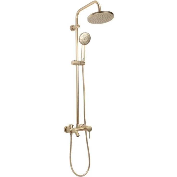 Rea Duschsystem Luis Gold Brush, Duschset mit 20 x 20 cm Regendusche und 150 cm Schlauch, gebürstetes Gold – Bild 5