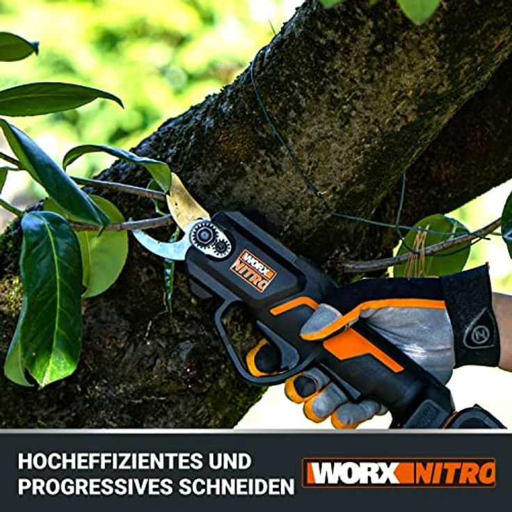 Worx NITRO WG330E.9 Akku Astschere 20V - Müheloses Schneiden dank elektrischen Antrieb, Bürstenloser Motor, ohne Akku und Ladegerät, Schwarz/Orange – Bild 2