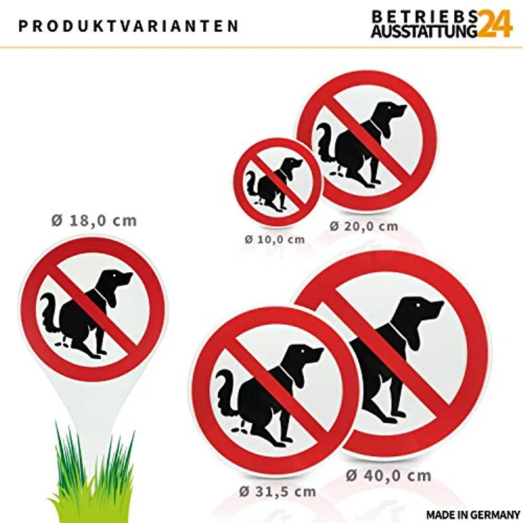 Betriebsausstattung24 Erdspieß Verbotszeichen "Hier kein Hundeklo", Aluminium-Verbundplatte, Wetterfest, Ø 18,0 cm, Höhe 33,5 cm, für Außeneinsatz – Bild 4