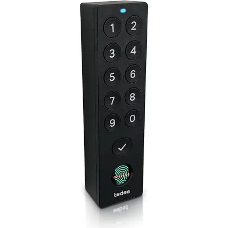 tedee Keypad PRO, Biometrisches Tastenfeld für smartes Türschloss mit Fingerabdrucksensor und PIN-Code, IP65 wasserdicht, Schwarz