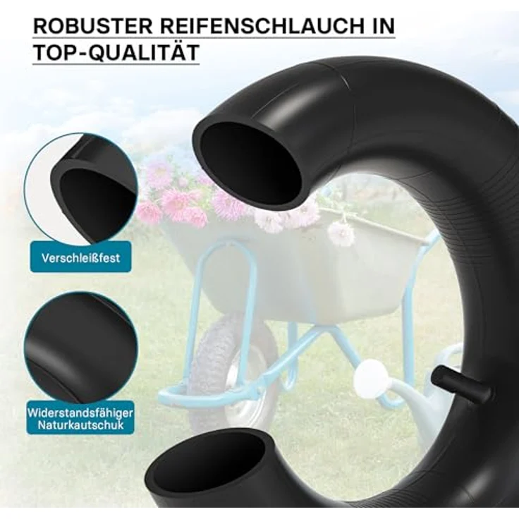 Wiltec - Schlauch für Rasenmäherreifen 16 x 6.50 - 8 mit geradem Ventil zur Selbstmontage – Bild 4