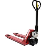STIER Hubwagen, Gabelhubwagen mit 2500 kg Tragkraft, Gabellänge 1150 mm, nylonrollen, rot, wartungsfreie Handhydraulik, Lenkeinschlag 210°