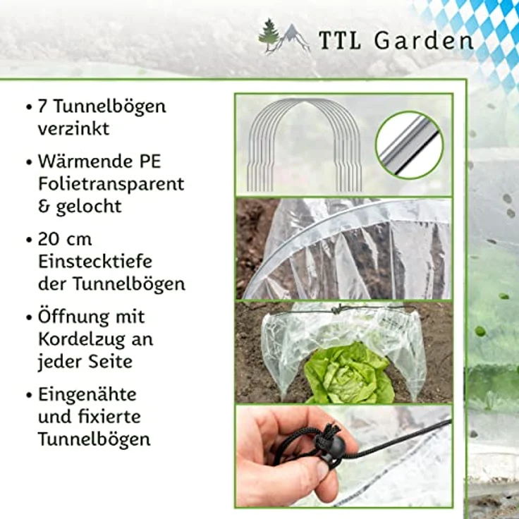 TTL GARDEN Quick&Easy Beettunnel 300x45x30cm, PE Folie für Frühbeet Effekt, ideal für Gemüse und Jungpflanzen – Bild 4