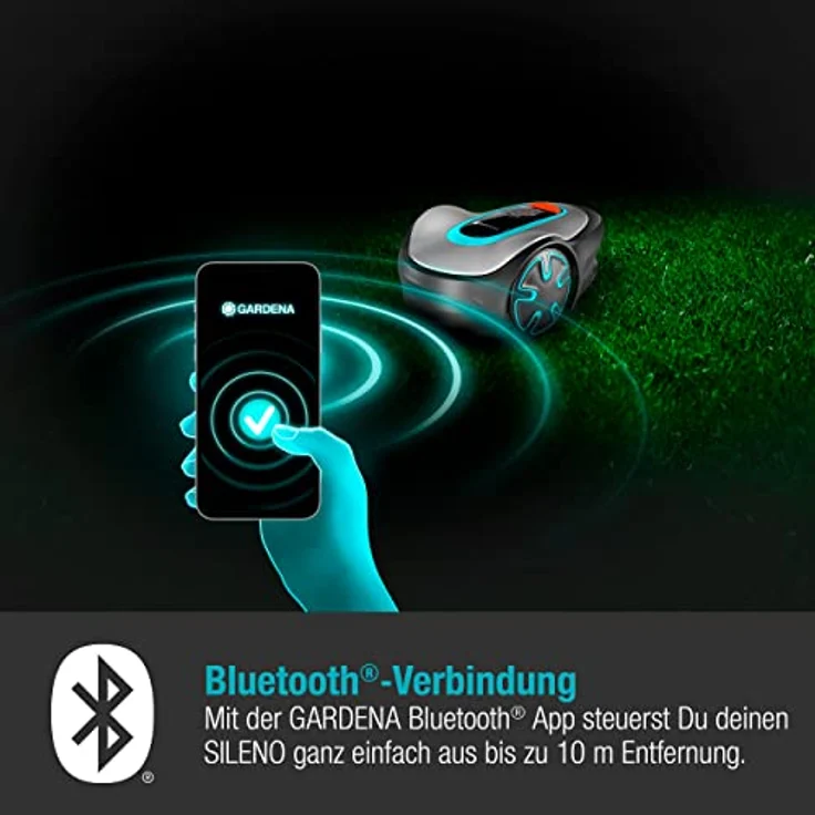 Gardena SILENO minimo, Mähroboter für Rasenflächen bis 350 m² mit Bluetooth Steuerung und leisem Betrieb (57 dB) – Bild 3