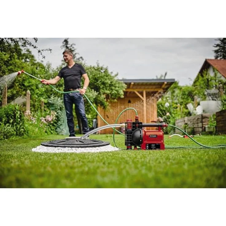Einhell Hauswasserautomat GE-AW 1042 FS (1.050 W, 4200 l/h Fördermenge, 4.8 bar Förderdruck, Wasserfüll--Schmutz--Sauganzeige, Trockenlaufsicherung, Flow-Sensor, Thermo--Brühschutz, Rückschlagventil) Hauswasserautomat 8 m|38 m – Bild 2