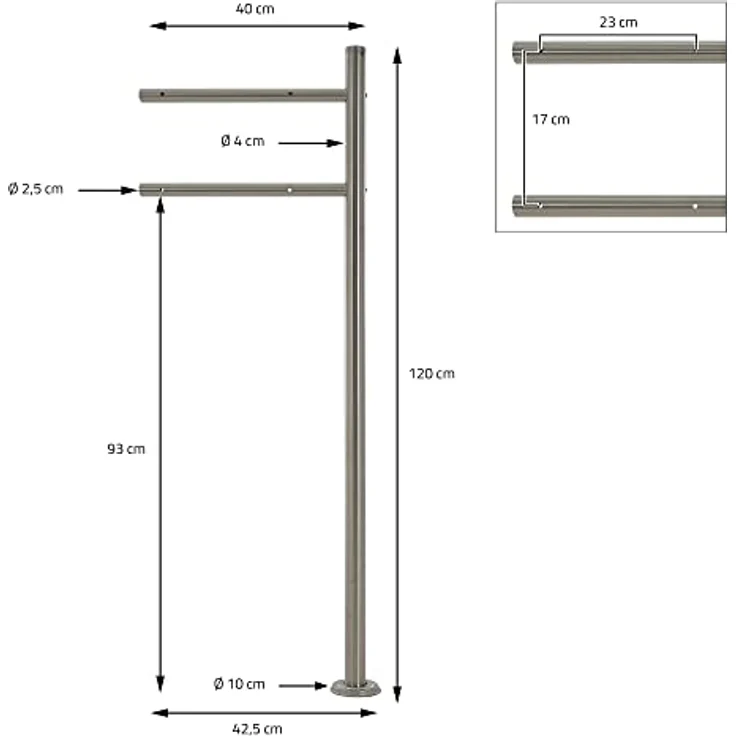 ML-DESIGN Standbriefkasten mit Zeitungsfach, Silber 120cm, langlebig aus Edelstahl, wetterfest, inkl. Standfuß und Briefkastenanlage – Bild 9