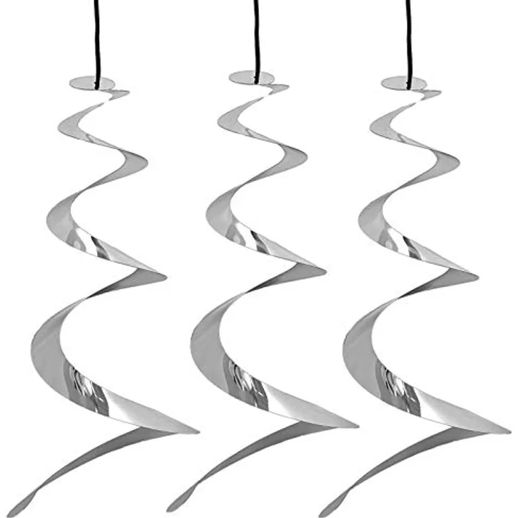 HAC24 3er Set Windspirale Vogelabwehr Reflektierend Vogelschreck Spirale Taubenabwehr Windspiel Balkon Vogelschutz Taubenschreck