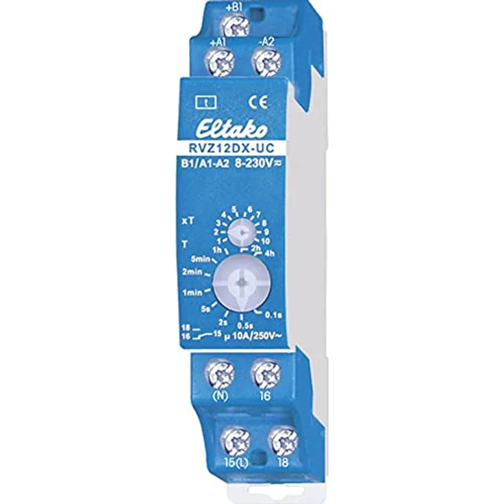 Eltako RVZ12DX-UC Zeitrelais Monofunktional, 230V, Zeitbereich 0.1s - 40h, 1 Wechsler