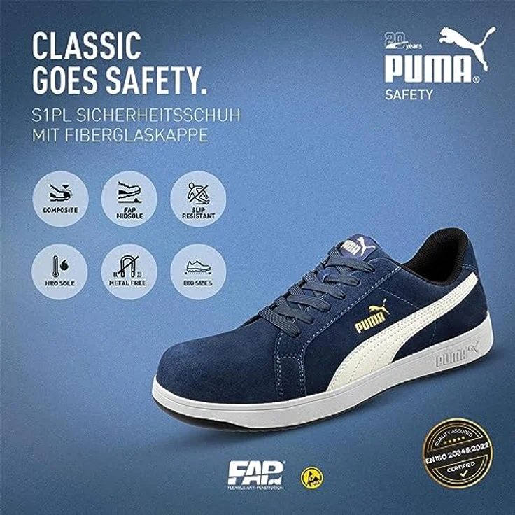 PUMA Safety Sicherheitsschuh, Velourleder mit HERITAGE Sohle in Schwarz – Bild 2
