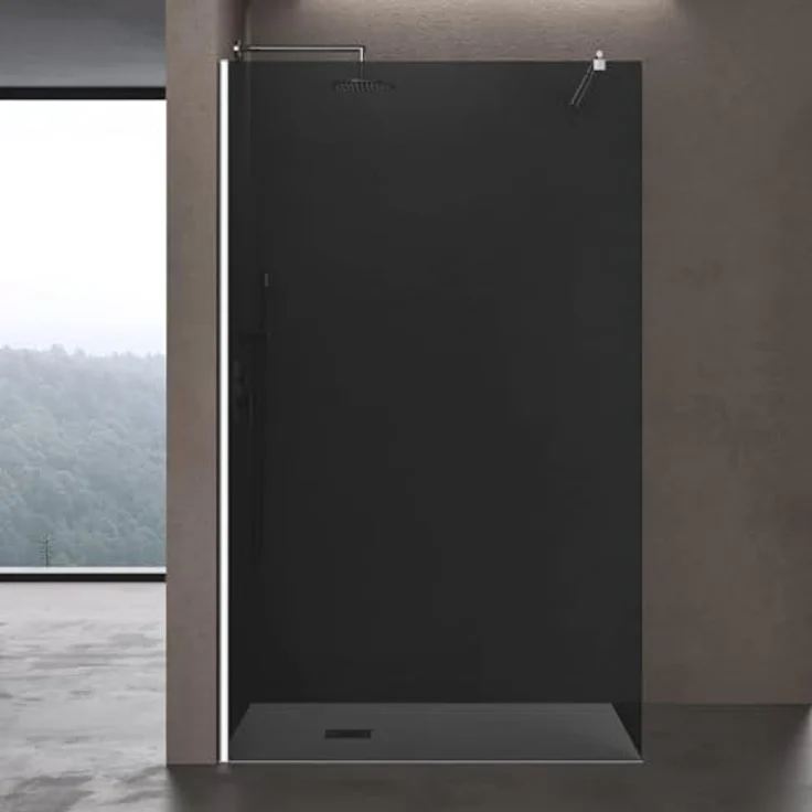 doporro Walk-in-Dusche Duschwand Bremen1VG, 8 mm ESG-Sicherheitsglas, NANO-Beschichtung, dunkelgrau – Bild 2