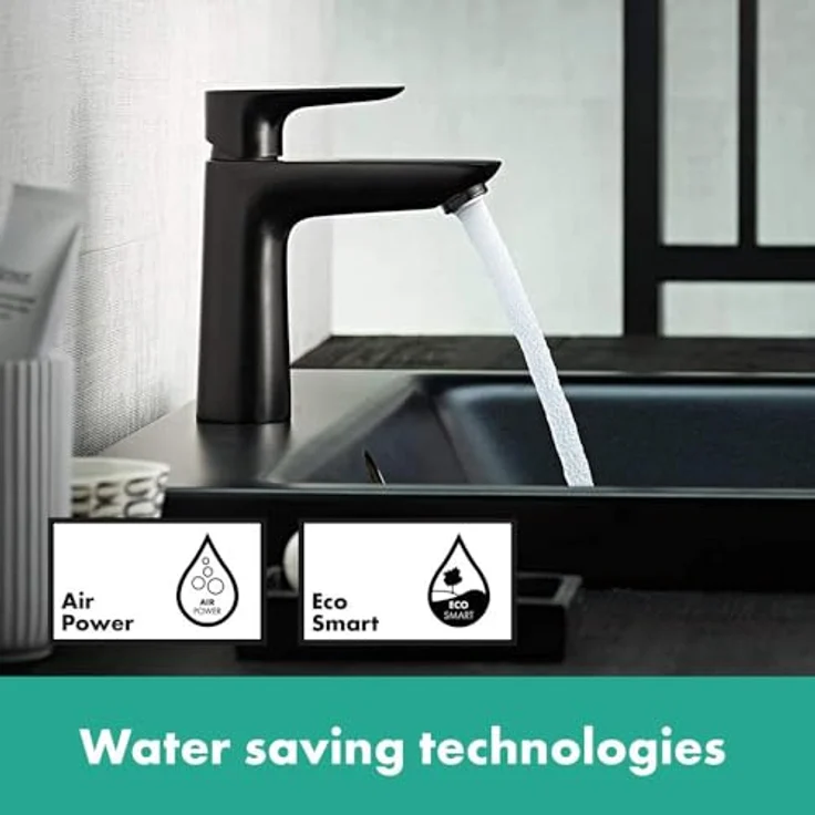 hansgrohe Talis E Waschtischarmatur, Comfort-Zone 110, Kaltwasser Mittelstellung, Ausladung 112 mm, Normalstrahl, QuickClean Antikalksystem – Bild 3