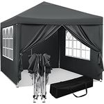 WOLTU Pop-Up wasserdichter Faltpavillon Sonnenschutz Event Pavillon mit Seitenwänden Gartenpavillon auf Terrasse Camping Festival Pagodenzelt aus Oxford Metallrahmen 3 x 3 m Anthrazit