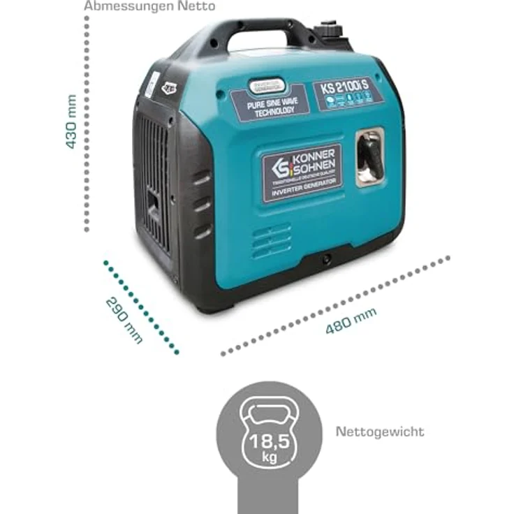 Könner & Söhnen KS 2100i S Inverter Stromerzeuger 2000W, tragbar, geräuscharm, ECO-Modus, 62 dB, mit USB-Anschlüssen – Bild 5