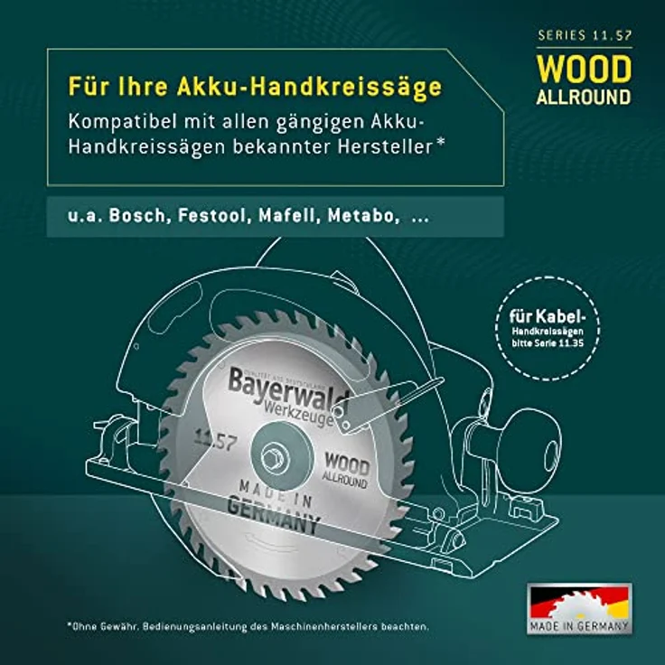 Bayerwald - HM Kreissägeblatt - Ø 165 x 1.8 x 20 | Z=36 WZ | Serie 11.57 - geringe Schnittbreite, ideal für Akku-Kreissägen – Bild 4