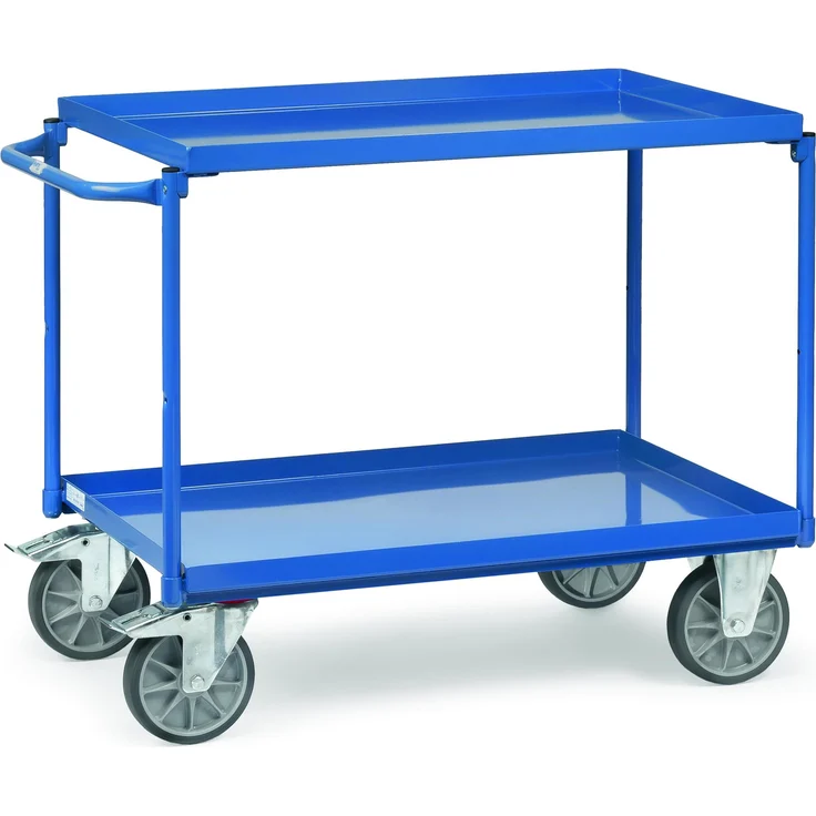 Fetra Tischwagen Modell 4820, Transportwagen mit 400 kg Tragkraft, verschweißte Stahlkonstruktion, ölresistente Wannen, 4 TPE-Rollen – Bild 1