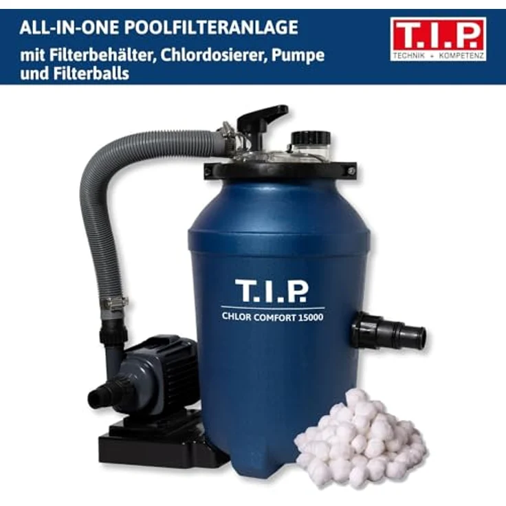 T.I.P. Chlor Comfort 15000, Poolfilteranlage mit integriertem Chlordosierer, 4.5 m³/h Fördermenge – Bild 2