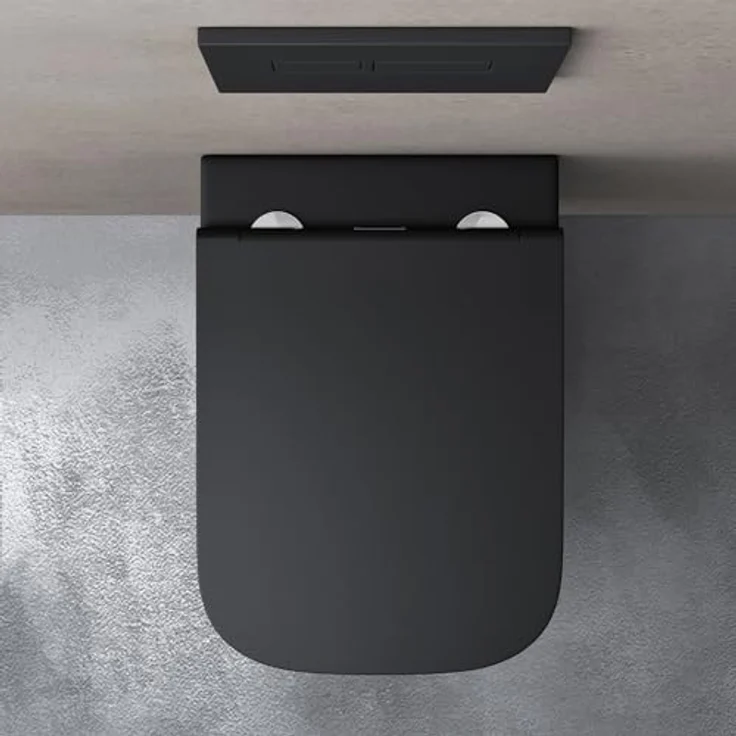 doporro Hänge-WC Spülrandlos Hänge-Toilette mit Tiefspüler inkl. Soft-Close Absenkautomatik matt schwarz aus Keramik Wandmontage Aachen112 – Bild 4