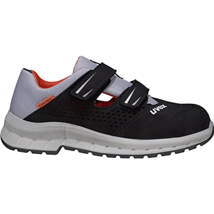 Uvex 2 Trend Sandale S1P, leichte Sicherheitssandale mit Kunststoffkappe und Rutschhemmung, Schwarz-grau-orange, Gr. 42 – Bild 6