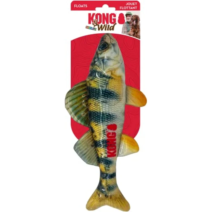 KONG Wild Shield Hundespielzeug, Fischform für mittelgroße Rassen, ultra-strapazierfähig, schwimmfähig, ideal für Apportieren und Jagdtraining – Bild 3