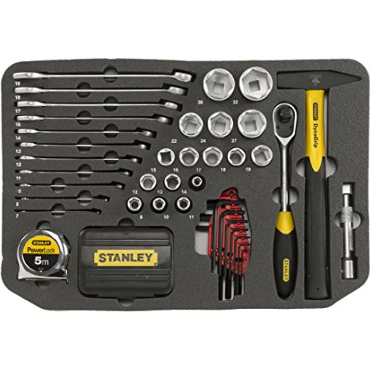 Stanley FatMax Werkzeugkoffer bestückt (54 x 40,5 x 25,5 cm, formstabiler Trolley mit Werkzeugset, Teleskophandgriff, fiberglasverstärkt, Akkordeonstruktur) FMST1-75530 – Bild 4
