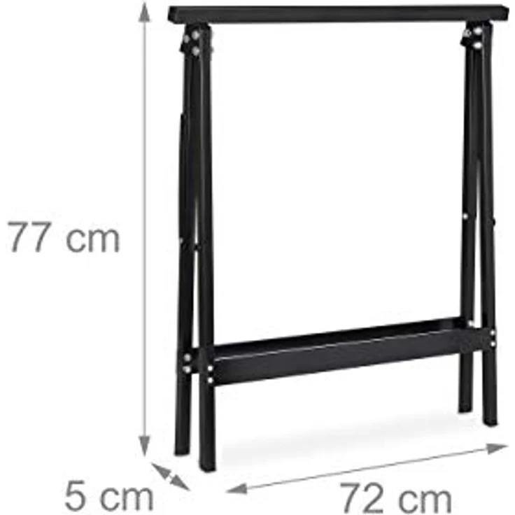 Relaxdays - Klappbock, 2er Set, Belastung bis 100 kg, stabiler Gerüstbock, Arbeitshöhe 75 cm, platzsparend, Stahl, schwarz – Bild 6