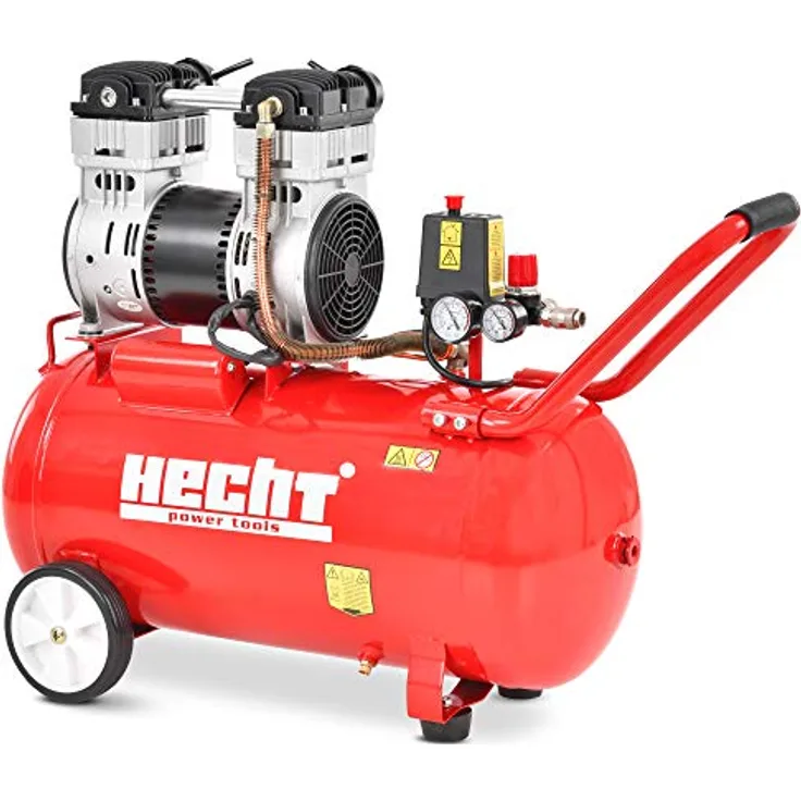 HECHT 2085 Flüster Kompressor, 8bar, 50 Liter, 196l/h, Druckminderer und Schnellkupplung