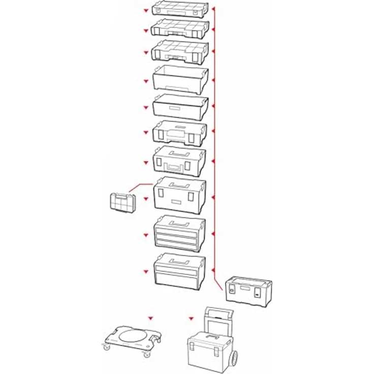 Toolbrothers RHINO L Drawer 2 Cart Plus ULTRA, mobiler Schubladenkoffer auf Rädern mit 2 Schubladen und 9 Trennwänden, 520x415x660 mm, robuster Kunststoff – Bild 6