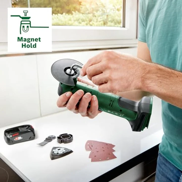 Bosch UniversalMulti 18V-32 Akku-Multifunktionswerkzeug (zum Sägen, Schneiden, Schleifen; MagnetHold; elektronische Drehzahlvorwahl; 4-stufiger Tiefenanschlag) – Bild 5