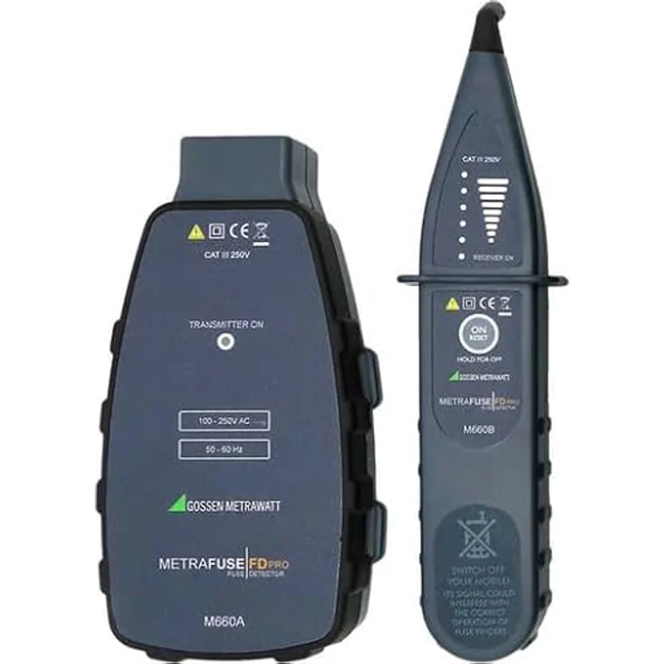 Gossen M660C Leitungsortungsgerät Sicherungsfinder mit Sende- und Empfangseinheit, optischer und akustischer Signalanzeige, automatische Empfindlichkeitsanpassung, 100-250 V AC, CAT III 250 V – Bild 2