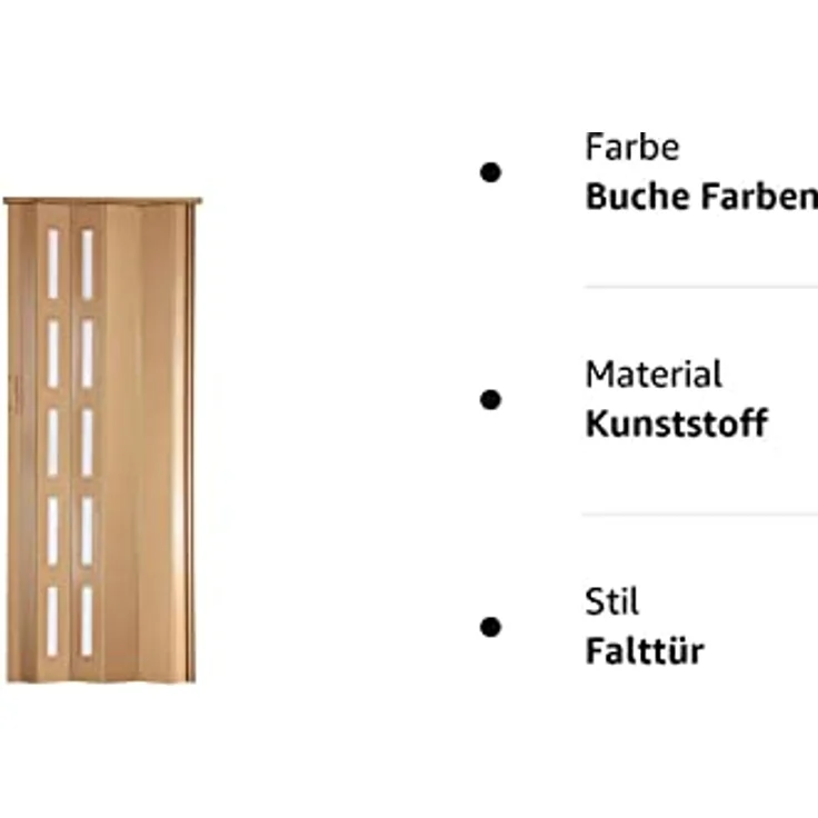 Falttür Schiebetür Buche/Erle farben Fenster Höhe 201 cm Einbaubreite bis 80 cm Doppelwandprofil Neu – Bild 4