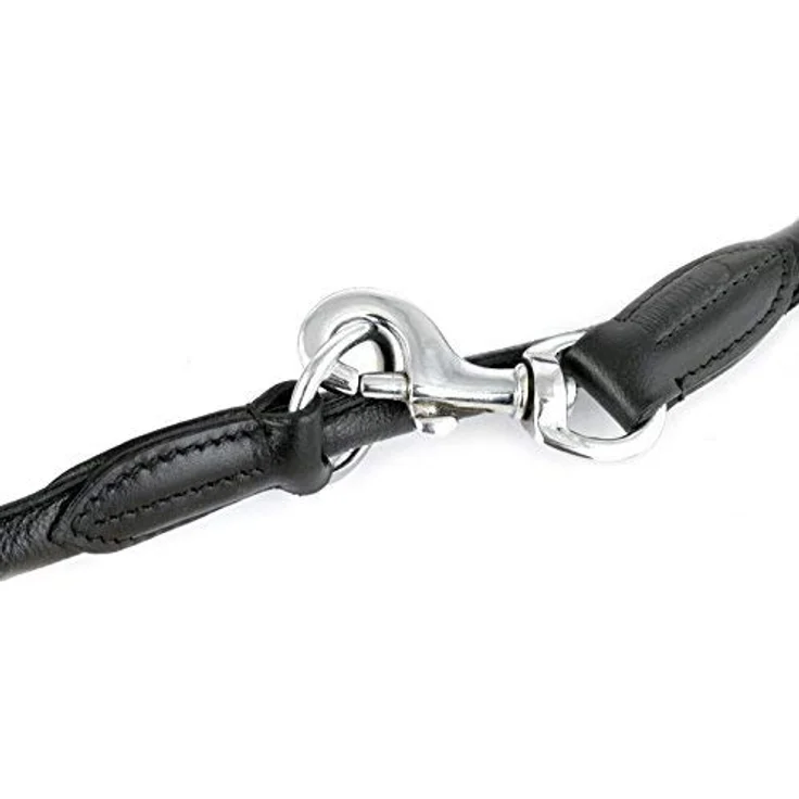 MONKIMAU Hundeleine Führleine aus echt Leder verstellbar, 12mm dick, 2m lang, runde Leine mit 3-fach verstellbaren Ringen, braun – Bild 3