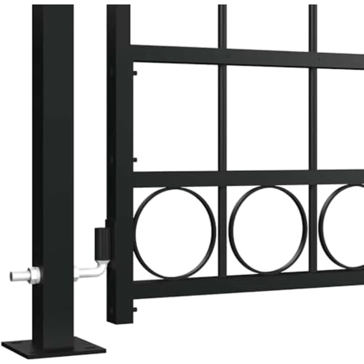 vidaXL Zauntor mit gewölbter Spitze und 2 Pfosten 105 x 204 cm Schwarz – Bild 5
