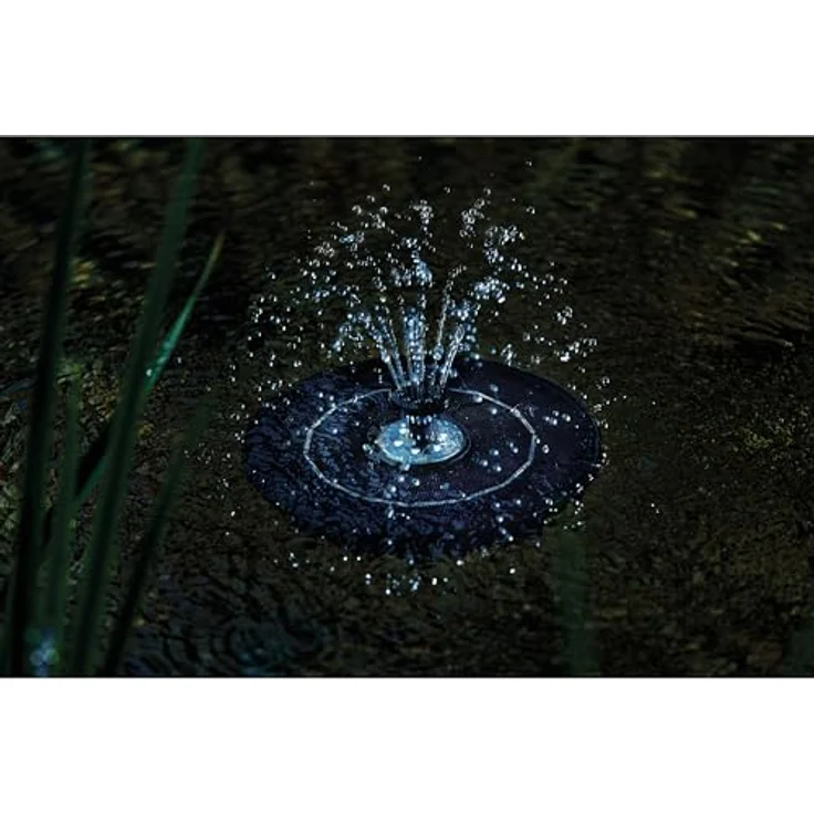 Pontec PondoSolar LED Island, Solarwasserspielpumpe mit Akku und LED, flexible Solar-Fontäne für Teich und Kleingarten – Bild 4