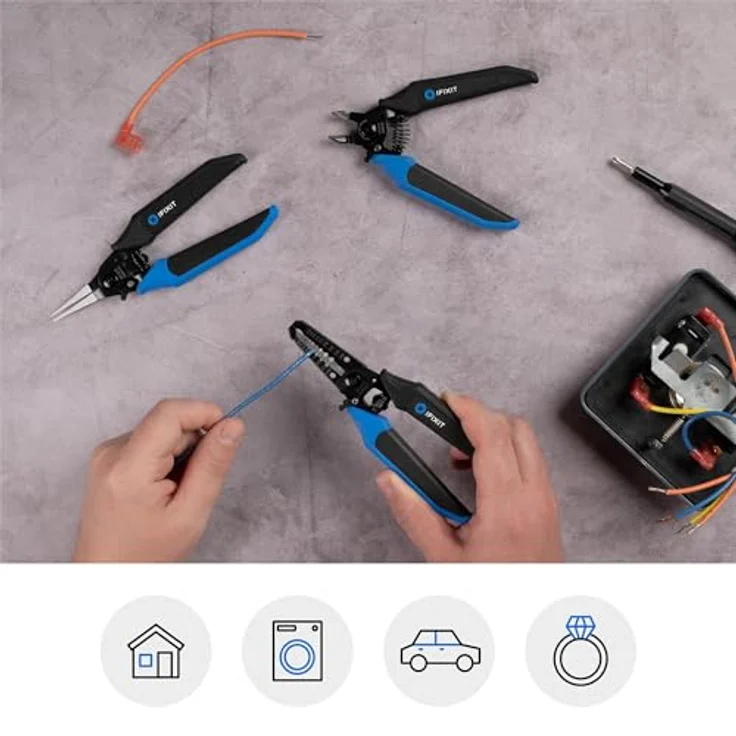 iFixit Mandible 3-teiliges Zangenset – Abisolierzange, Seitenschneider und Spitzzange in robuster Werkzeugrolle für Elektronik-Reparaturen und Lötarbeiten – Bild 4