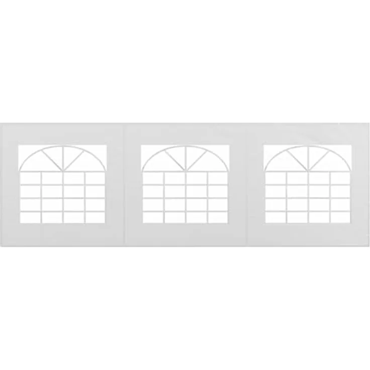 Outsunny Pavillonseitenteil 597 x 200 cm, wasserabweisende Ersatzwand mit 3 Fenstern, weiß für Partyzelte und Carports